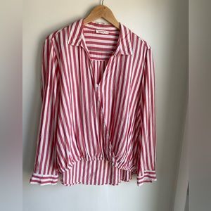 BEACH LUNCH LOUNGE Red and White Striped Shirt Size Large